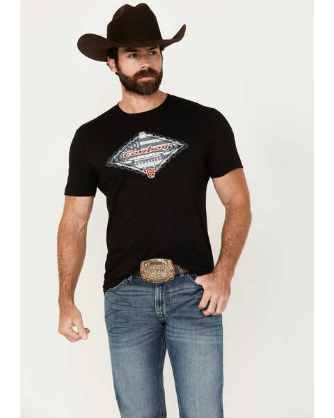 Image #1 - Cowboy Hardware Men's Genuine Quality Flag Short Sleeve T-Shirt, Black, hi-res