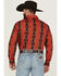 Image #4 - Wrangler Men's Checotah Southwestern Striped Print Long Sleeve Pearl Snap Western Shirt - Tall, Red, hi-res