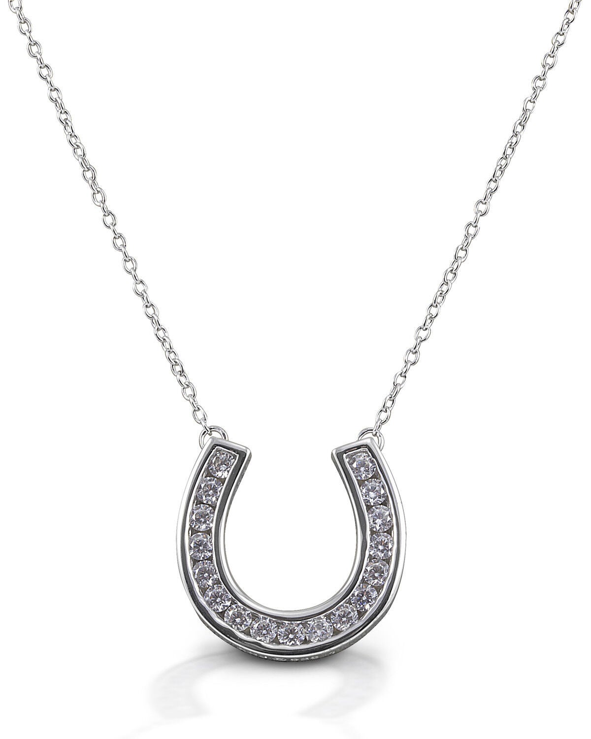 Kelly Herd Women's Contemporary Pave Horseshoe Necklace, Silver, hi-res