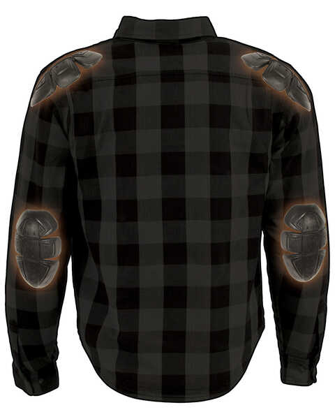 Image #2 - Milwaukee Performance Men's Aramid Checkered Plaid Biker Shirt - Big & Tall, Dark Grey, hi-res