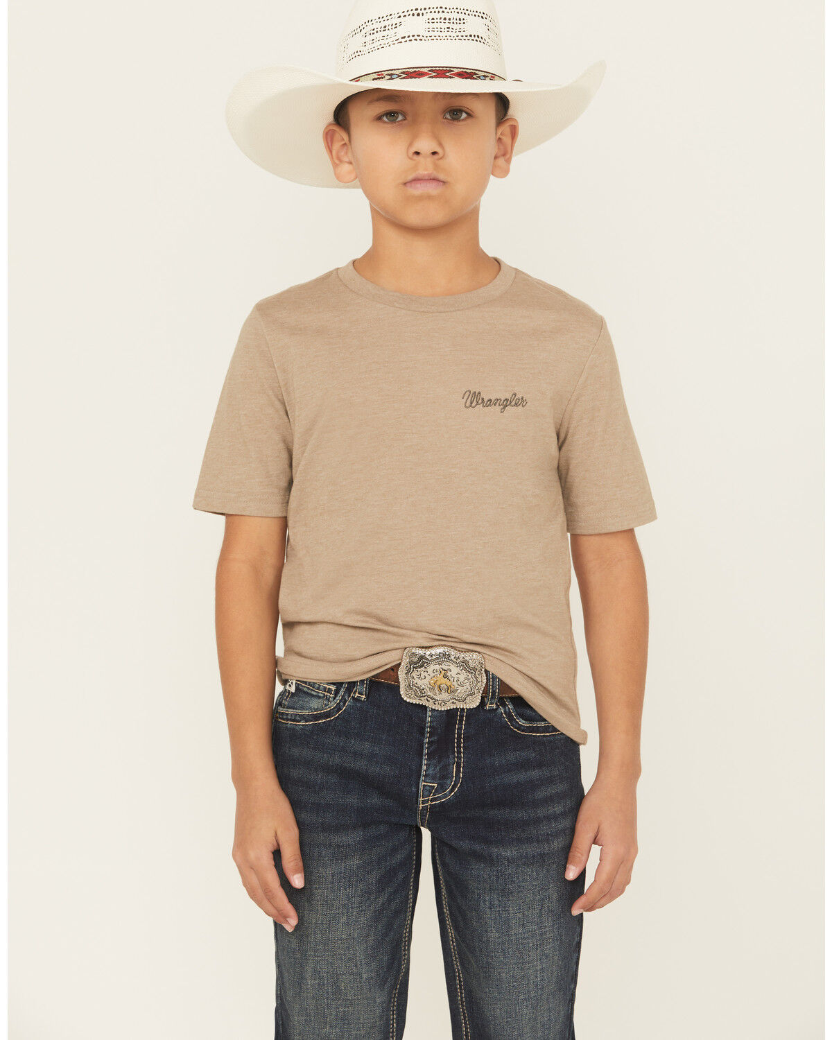 Image #2 - Wrangler Boys' Cactus Logo Short Sleeve Graphic T-Shirt, Tan, hi-res
