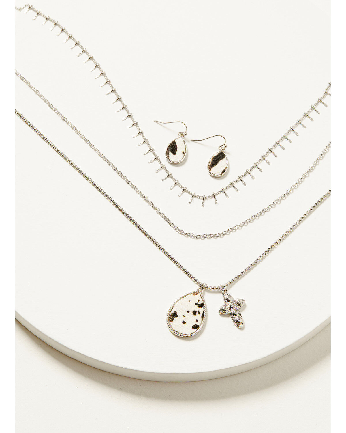 Image #1 - Shyanne Women's Cowhide Tear Drop Jewelry Set - 2 Piece, Silver, hi-res