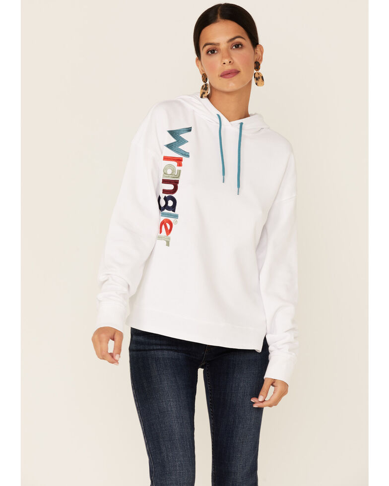 Wrangler Women's Multi Color Logo Pullover Hoodie , White, hi-res