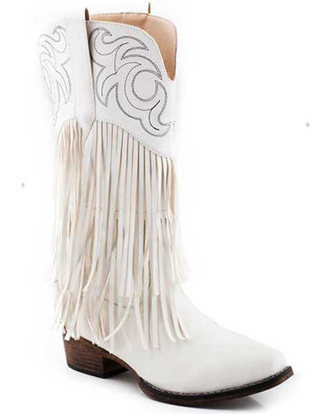 Roper Women's Rickrack Western Performance Boots - Snip Toe, White, hi-res