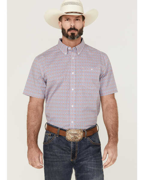 Image #1 - RANK 45® Men's Dude Ranch Geo Button-Down Western Shirt , Blue, hi-res