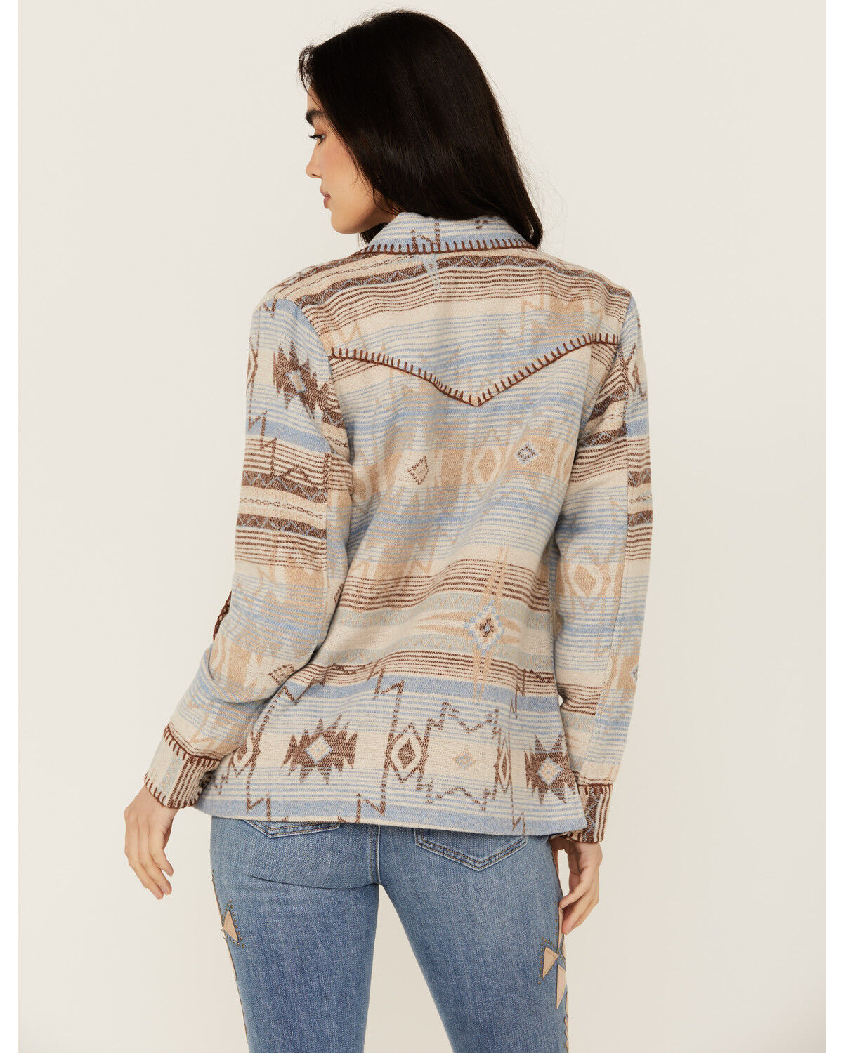Image #4 - Idyllwind Women's Hickorydale Southwestern Print Shacket, Light Blue, hi-res