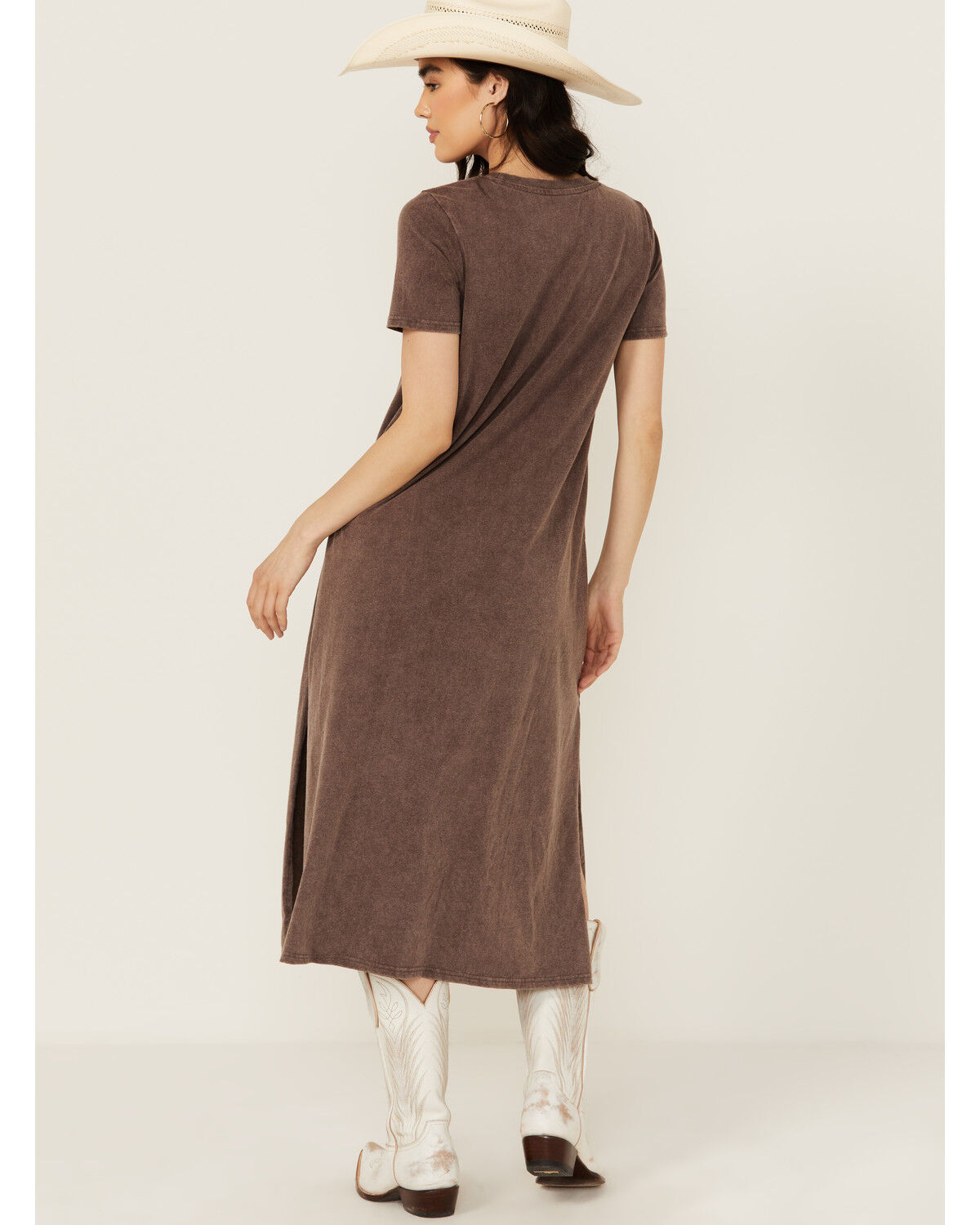 Image #4 - Blended Women's Austin Short Sleeve Graphic Midi T-Shirt Dress, Dark Brown, hi-res