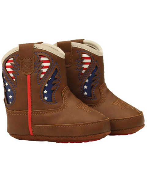 Ariat Infant-Boys' Lil Stomper George USA Flag Western Boots, Brown, hi-res
