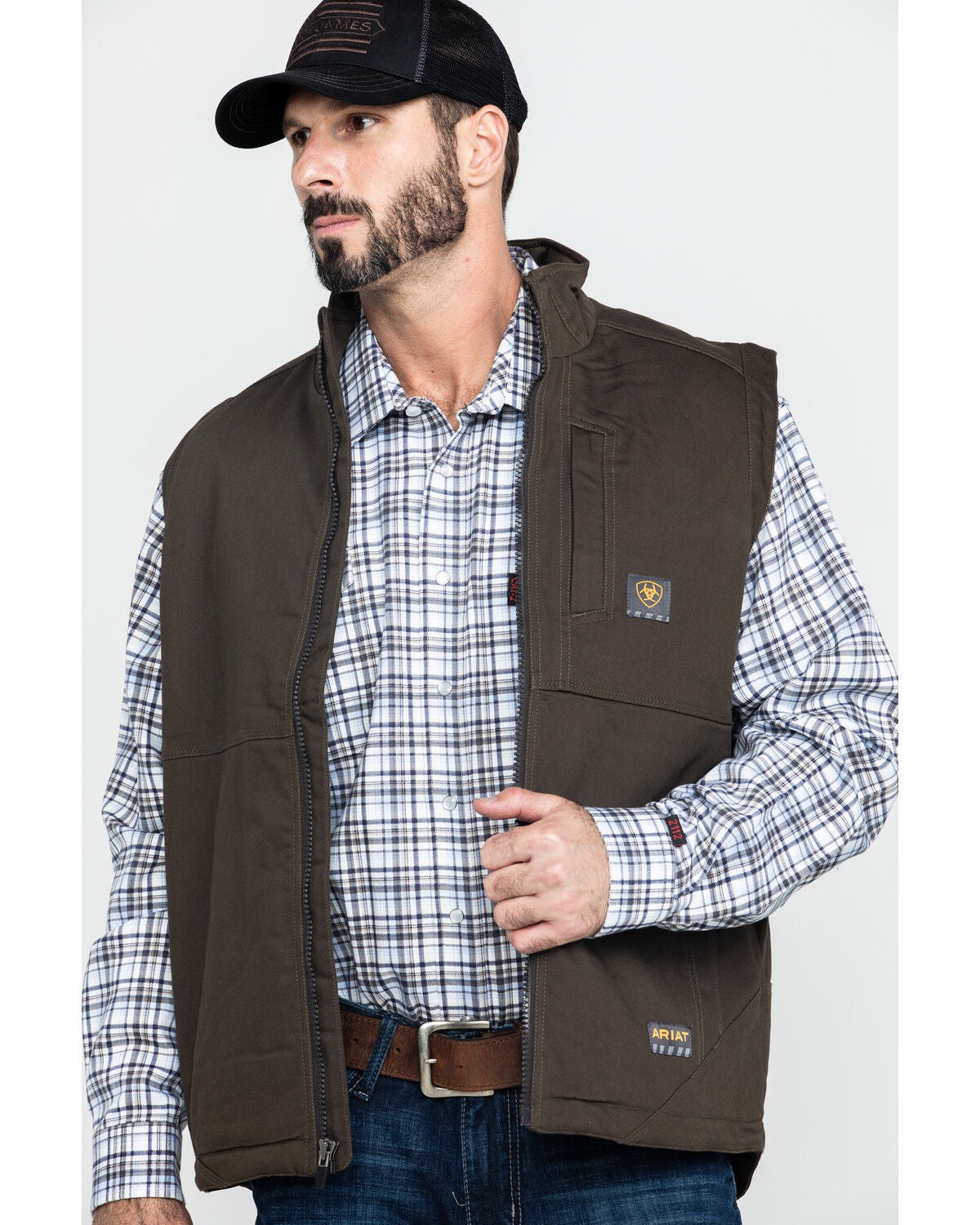 Ariat Men's Wren Rebar Duracanvas Work Vest, Loden, hi-res