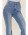 Flying Tomato Women's Light Wash High Rise Seamed Flare Jeans, Blue, hi-res
