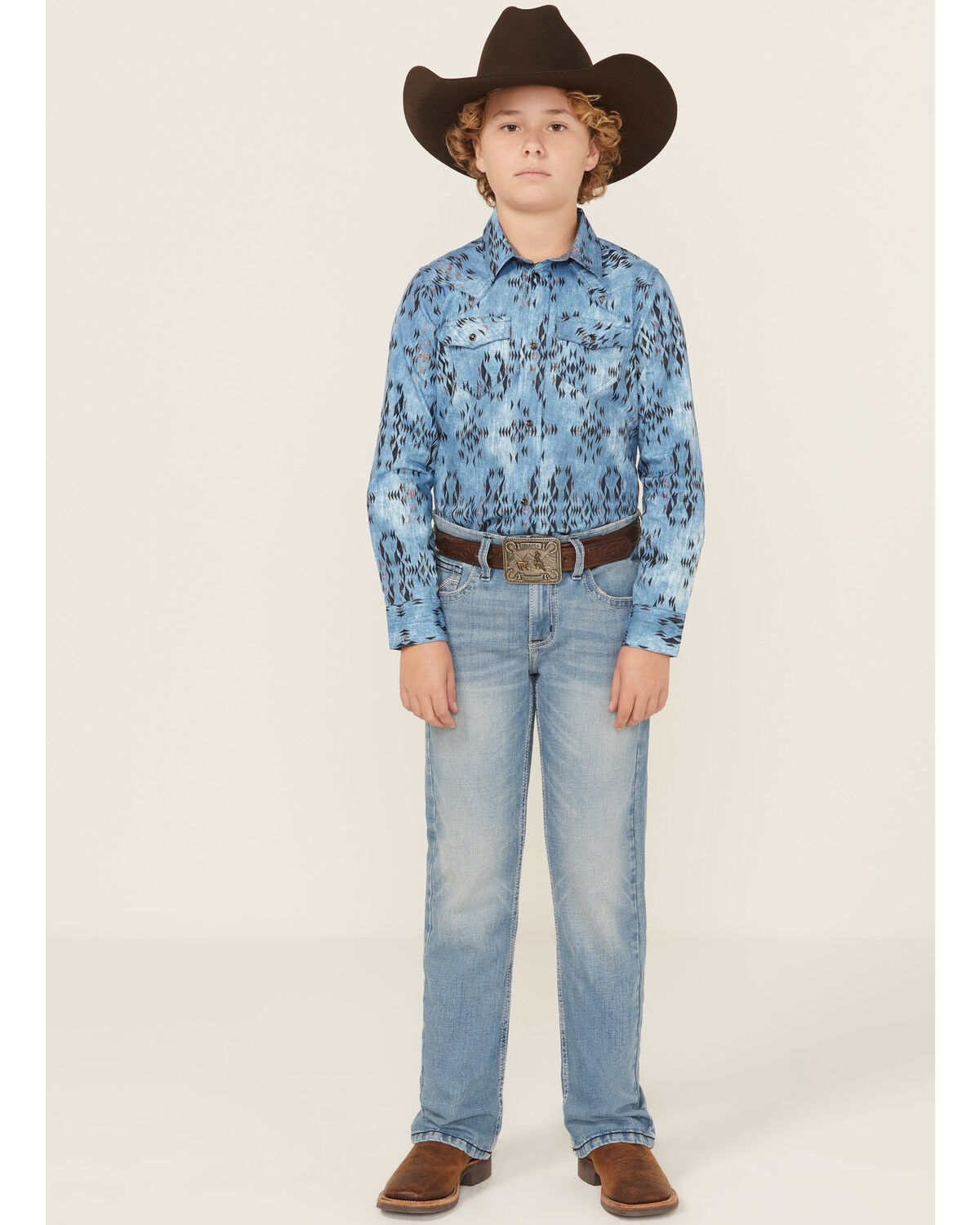 Image #1 - Cody James Boys' Stampede Light Wash Slim Bootcut Comfort Stretch Denim Jeans - Tall, Light Wash, hi-res
