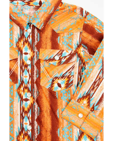 Image #2 - Wrangler Toddler Boys' Southwestern Long Sleeve Pearl Snap Western Shirt, Rust Copper, hi-res