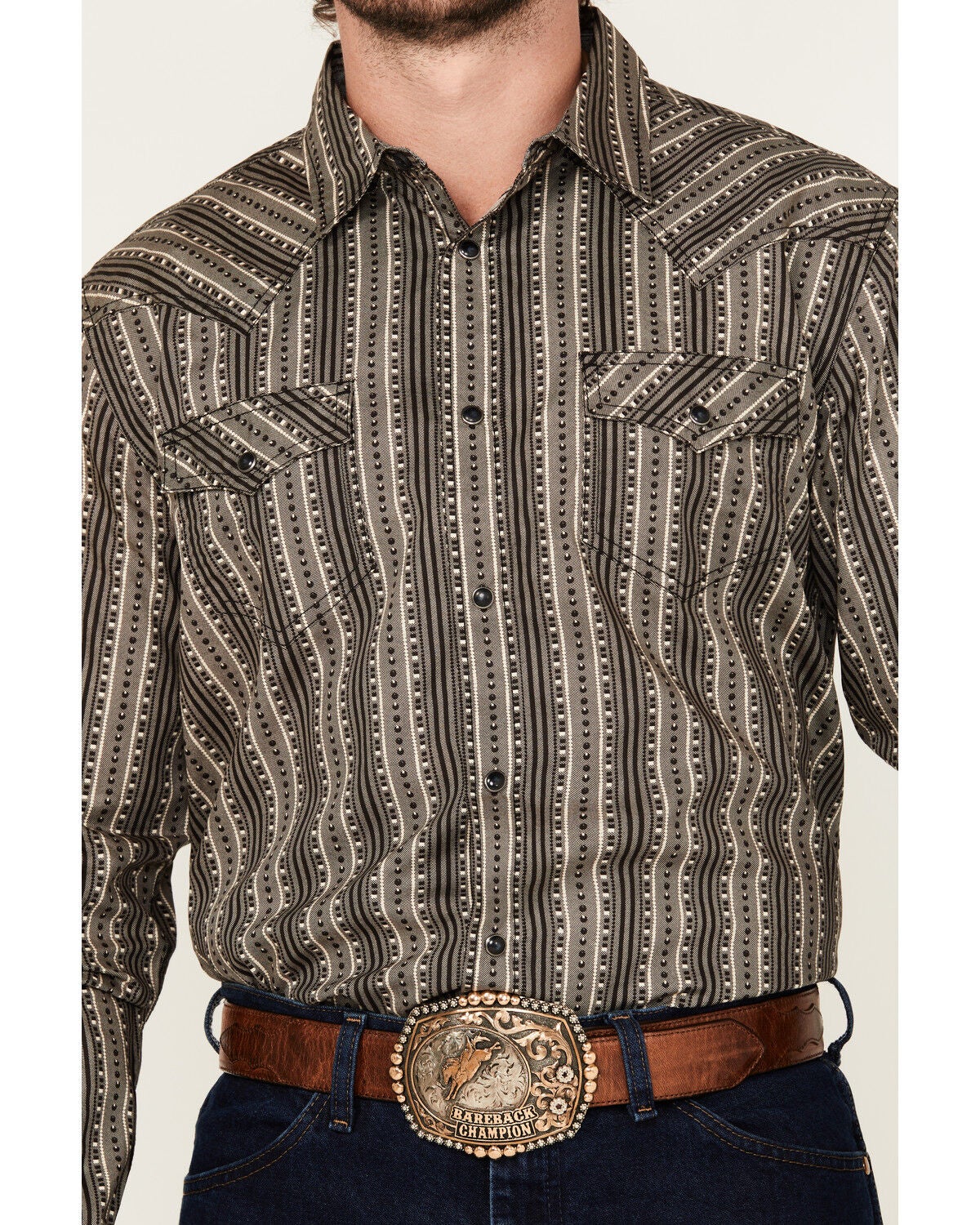 Cody James Men's Bartlett Geo Striped Long Sleeve Snap Western Shirt,