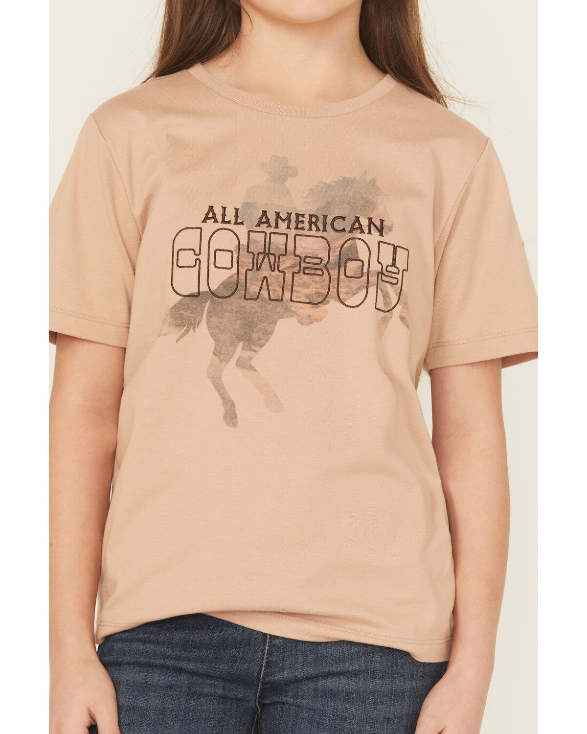 Image #3 - Sable Sky Boys' All American Cowboy Short Sleeve Graphic T-Shirt, Brown, hi-res