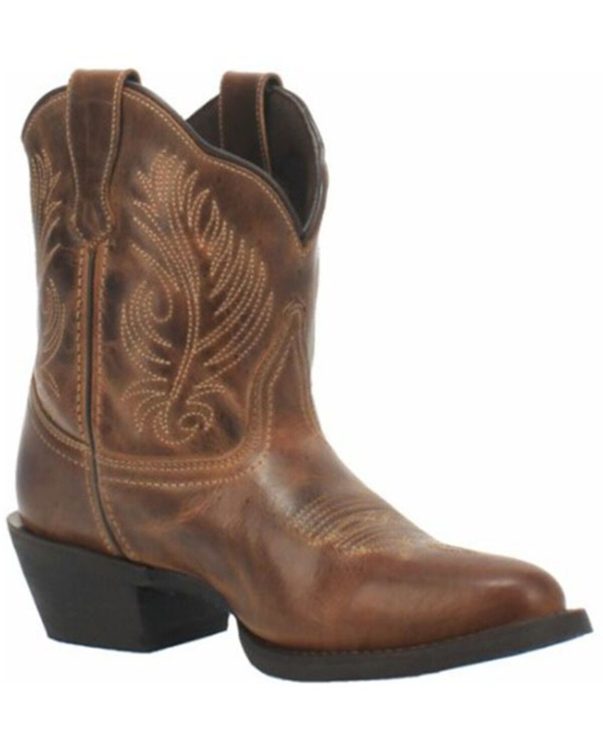 Laredo Women's Brown Shortie Western Booties - Round Toe, Brown, hi-res