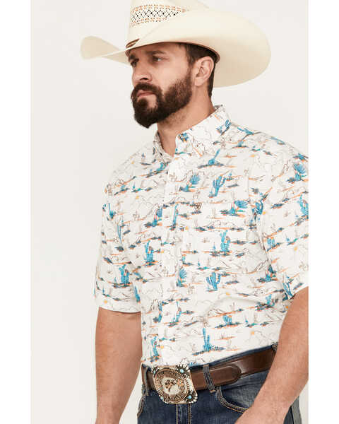 Image #2 - Ariat Men's Krish Classic Fit Button-Down Short Sleeve Western Shirt, White, hi-res