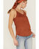 Image #2 - Shyanne Women's Faux Suede Solid Ladder Lace Trim Cami , Rust Copper, hi-res