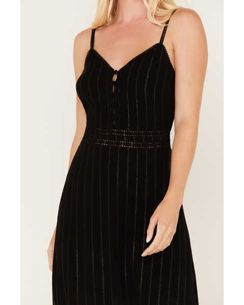 Image #3 - Idyllwind Women's Metallic Stripe Maxi Slip Dress, Black, hi-res