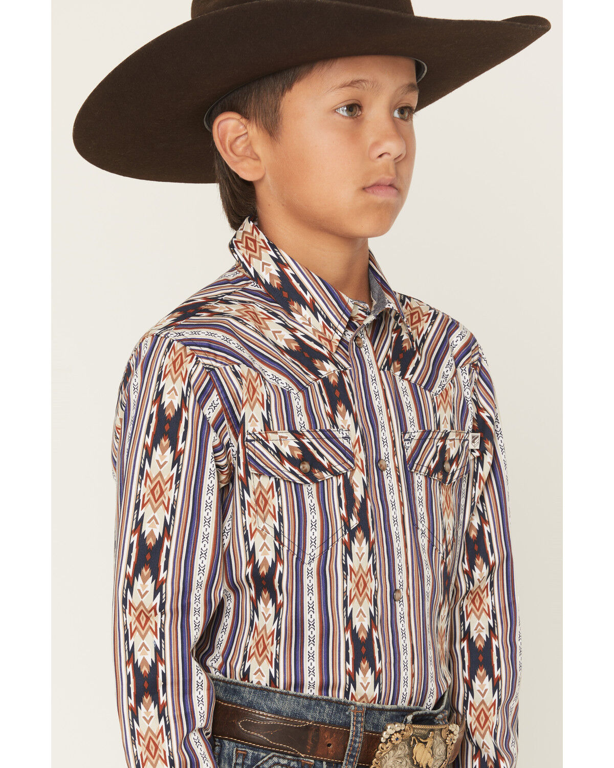 Image #2 - RANK 45® Men's White Mountain Striped Long Sleeve Snap Stretch Western Shirt, Multi, hi-res