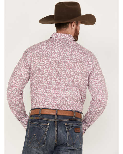 Image #4 - Wrangler 20x Men's Paisley Print Long Sleeve Pearl Snap Western Competition Shirt, Pink, hi-res
