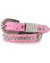 Shyanne Girl's Ostrich Print Rhinestone Belt , Pink, hi-res