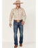 Image #2 - Ely Walker Men's Large Dobby Plaid Long Sleeve Pearl Snap Western Shirt , Beige/khaki, hi-res