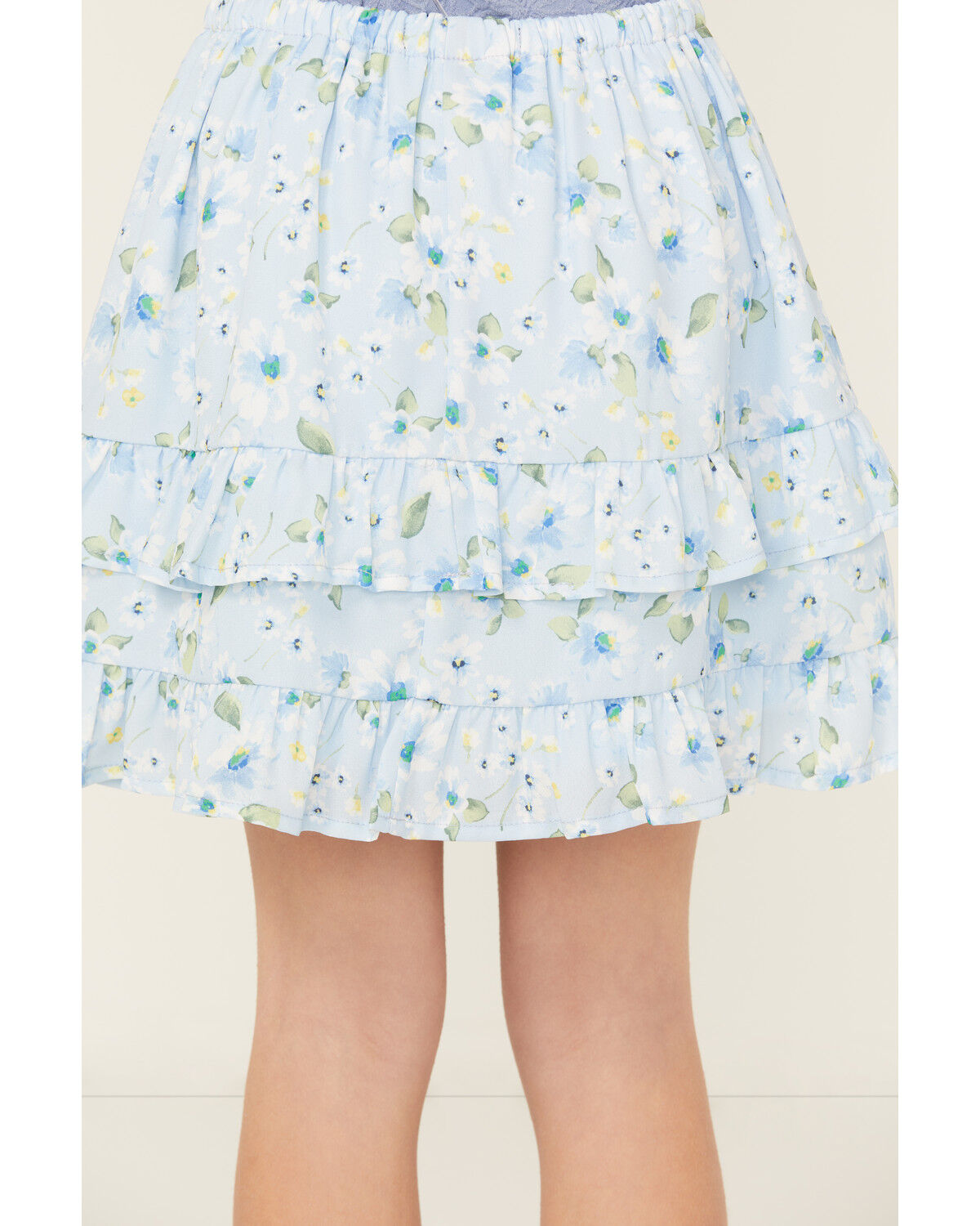 Image #4 - Trixxi Girls' Floral Print Ruffle Skirt, Blue, hi-res
