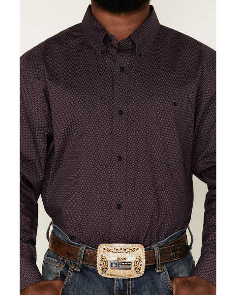 Image #3 - RANK 45® Men's Geo Print Long Sleeve Button-Down Stretch Western Shirt, Purple, hi-res