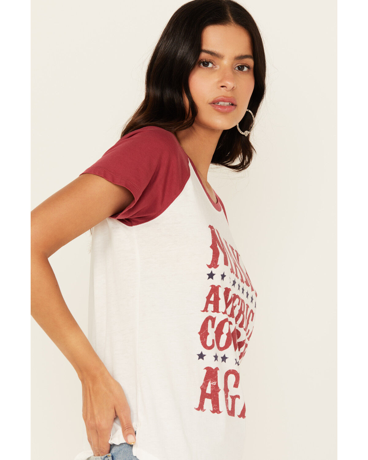 Image #2 - Blended Women's Make America Cowboy Again Short Sleeve Graphic Baseball Tee, White, hi-res