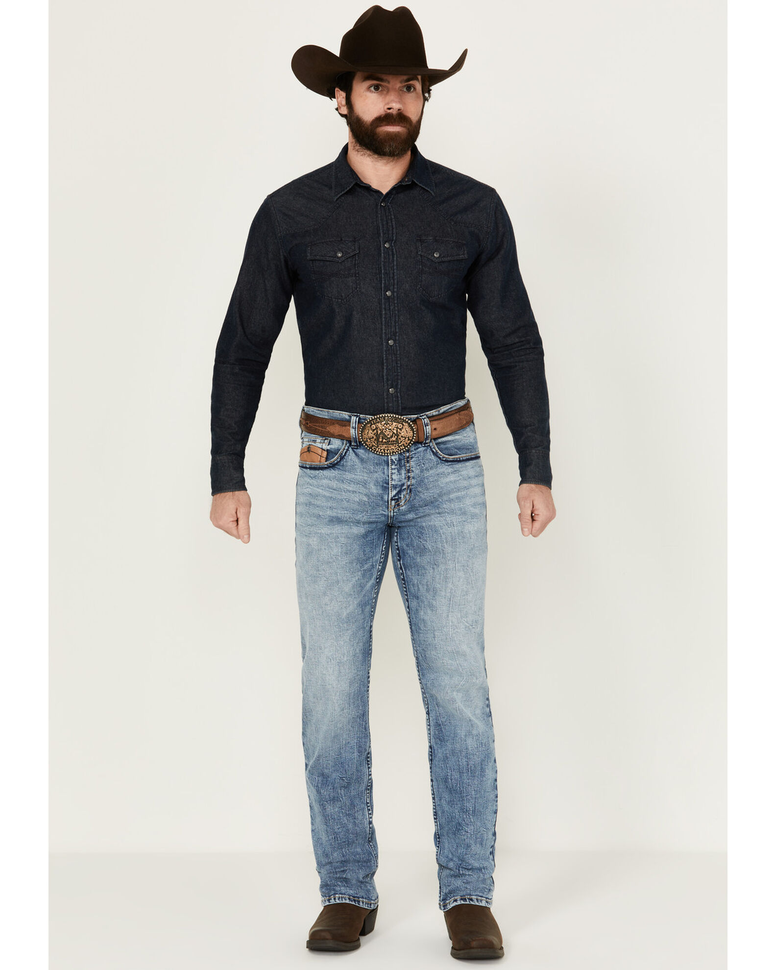 Cody James Men's Clover Leaf Light Wash Slim Straight Stretch Denim Jeans |  Sheplers