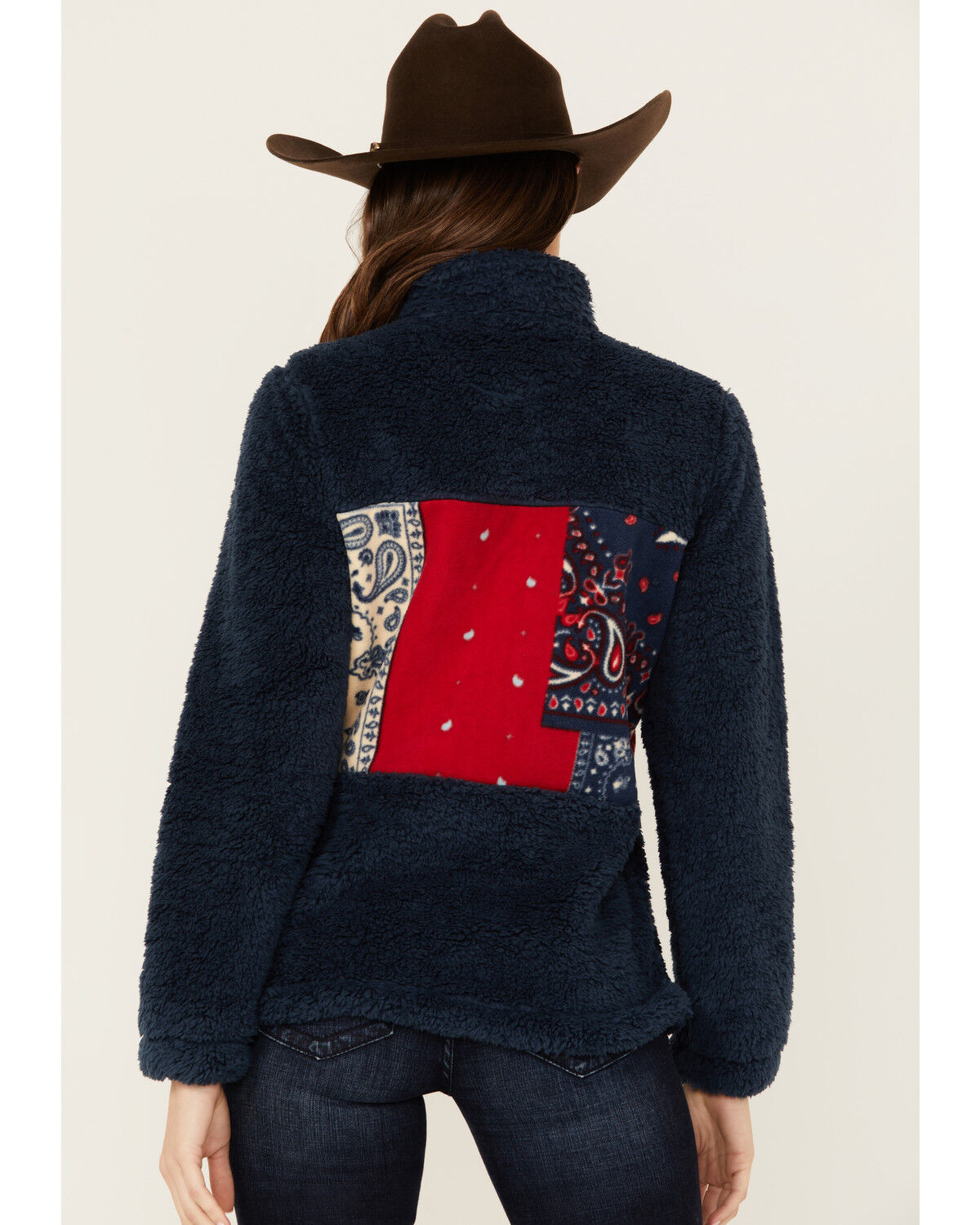 Image #4 - Outback Trading Co Women's Fleece Abigail Southwestern Henley Pullover, Red, hi-res