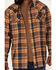 Image #3 - Cody James Men's Wood Chuck Large Plaid Print Snap Western Flannel Shirt , Brown, hi-res