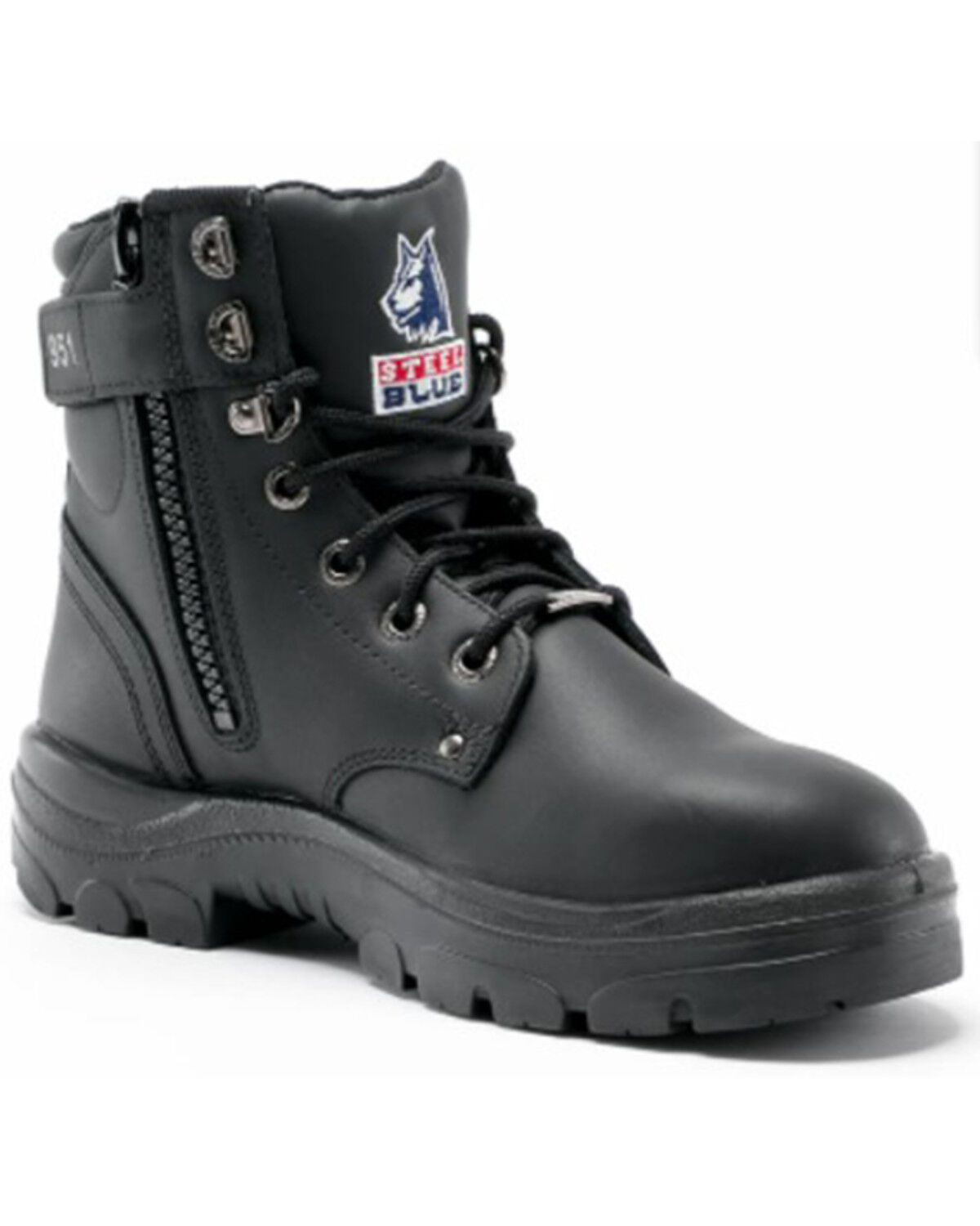 Image #1 - Steel Blue Men's Argyle 6" Zip & Lace-Up Work Boots - Steel Toe, Black, hi-res