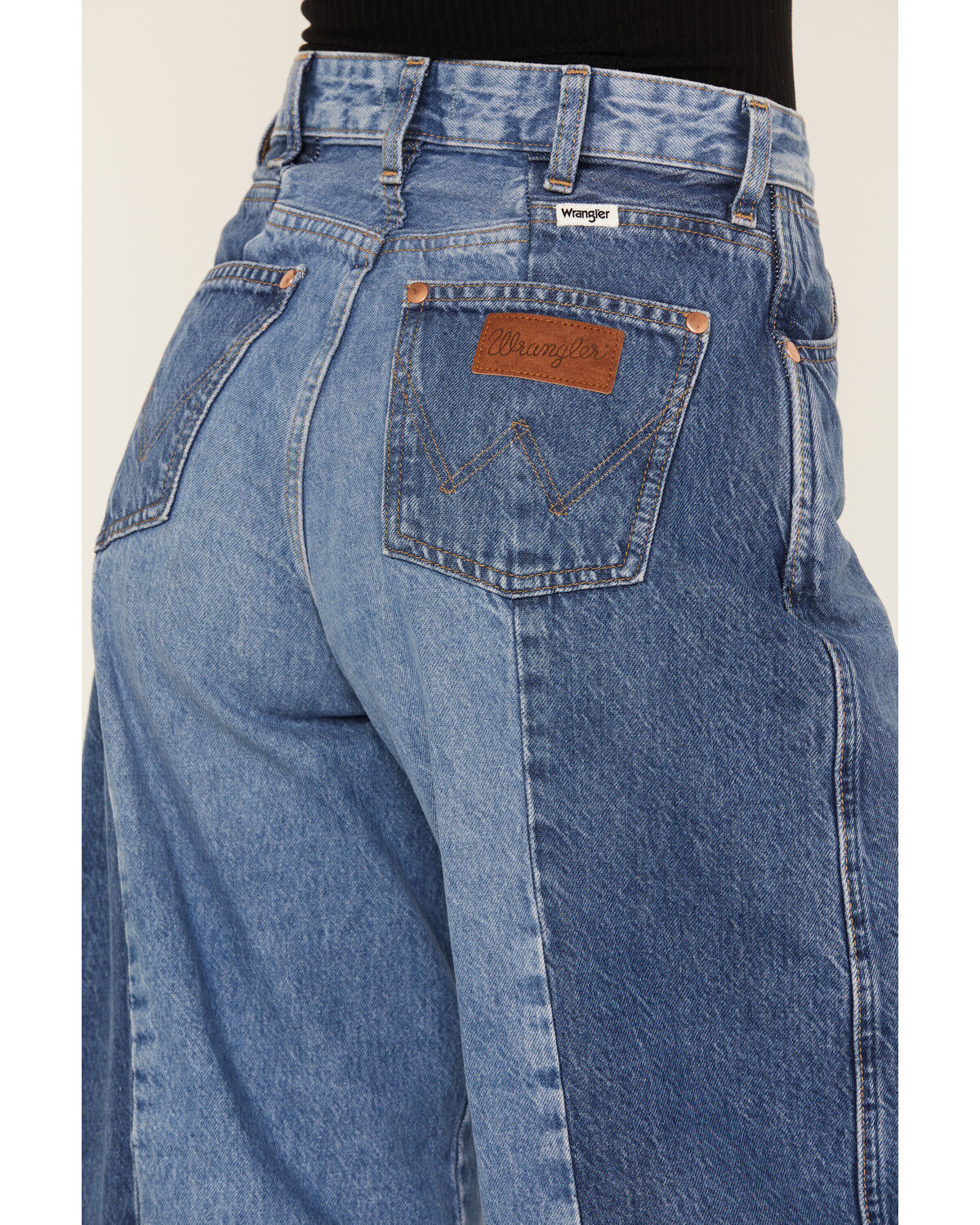 Wrangler Women's Medium Wash Mid Rise Color Block Together Wrangler Women's Medium Wash Mid Rise Color Block Together