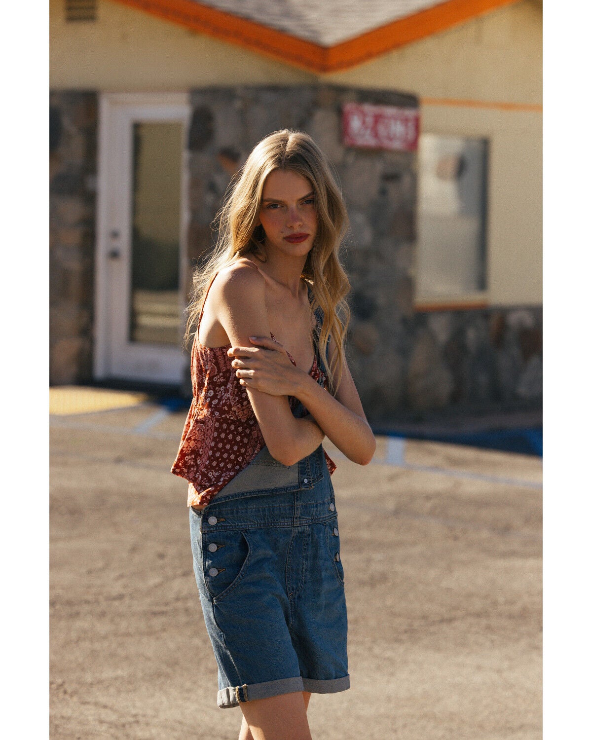 Image #2 - Cleo + Wolf Women's Bandana Print Sleeveless Tiered Cami, Brick Red, hi-res