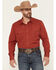 Image #1 - Wrangler Men's Tonal Striped Long Sleeve Pearl Snap Western Shirt, Burgundy, hi-res