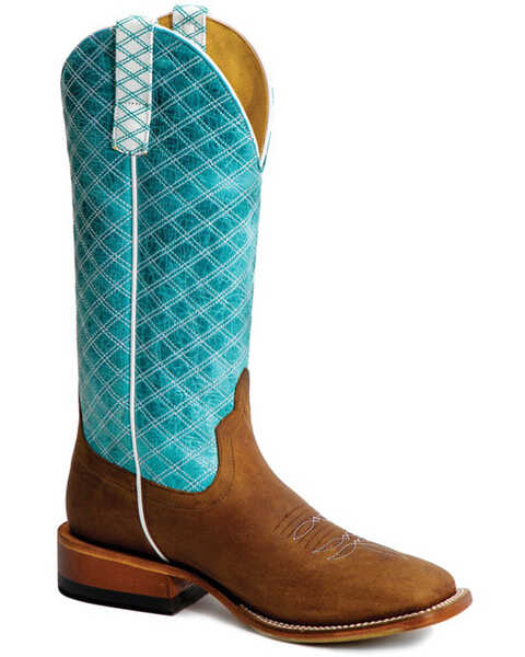 Macie Bean Women's Tex Marks The Spot Western Boots - Broad Square Toe, Turquoise, hi-res