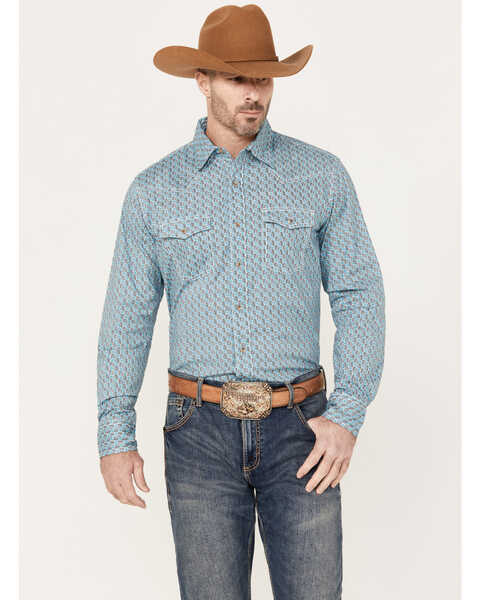 Wrangler 20X Men's Advanced Comfort Printed Long Sleeve Button Down Western Shirt, , hi-res