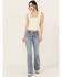 Image #1 - Shyanne Women's Luna High Rise Flare Stretch Denim Jeans, Medium Wash, hi-res