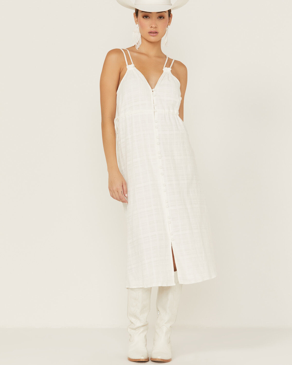 Image #1 - Wishlist Women's Side Tie Double Strap Midi Dress, Ivory, hi-res