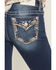 Image #2 - Miss Me Women's Medium Wash Mid Rise Border Pocket 34" Bootcut Stretch Denim Jeans, Medium Wash, hi-res