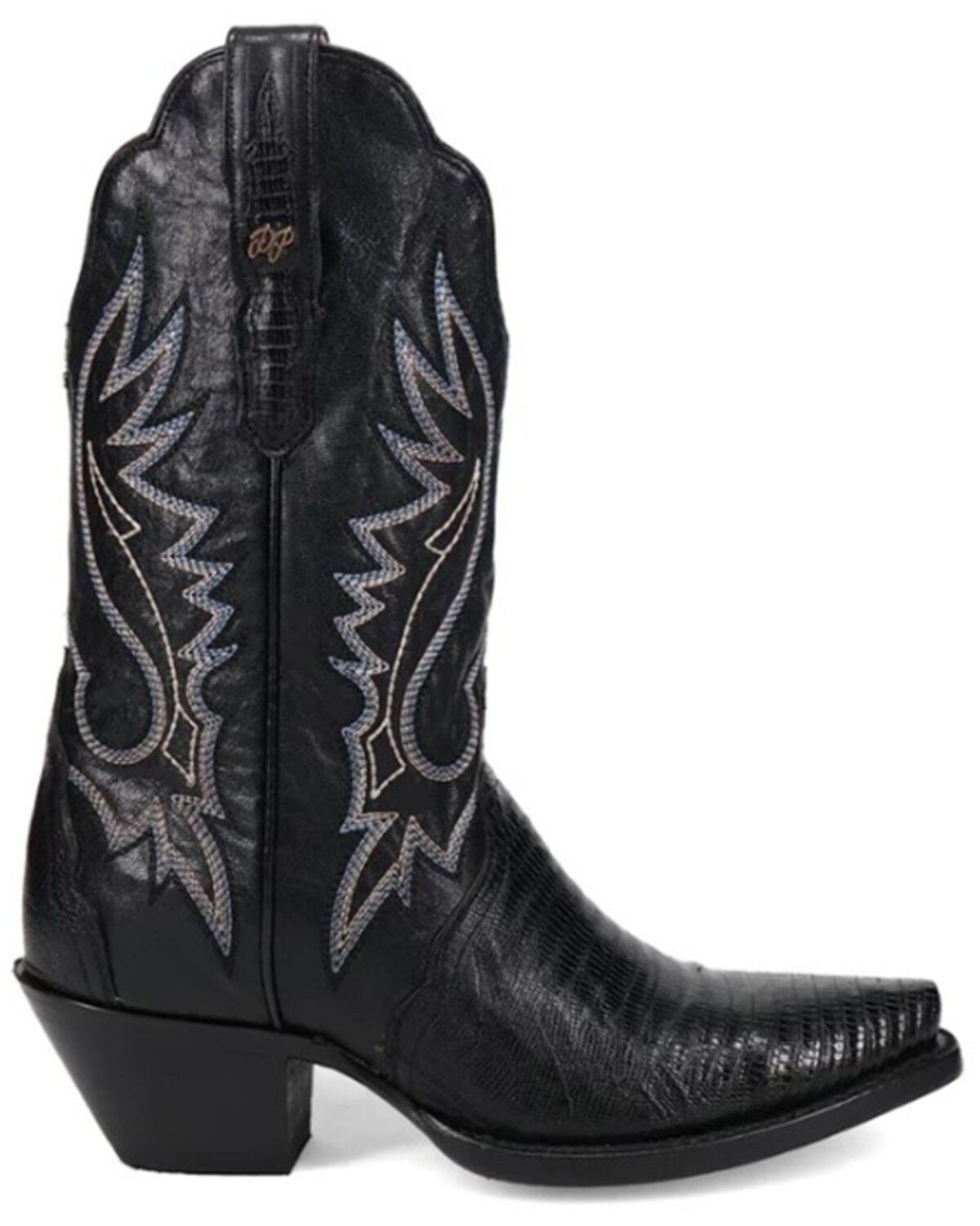 Image #2 - Dan Post Women's Exotic Lizard Celine Western Boots - Snip Toe, Black, hi-res