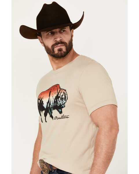 Image #2 - Pendleton Men's Bison Short Sleeve Graphic T-Shirt , Tan, hi-res