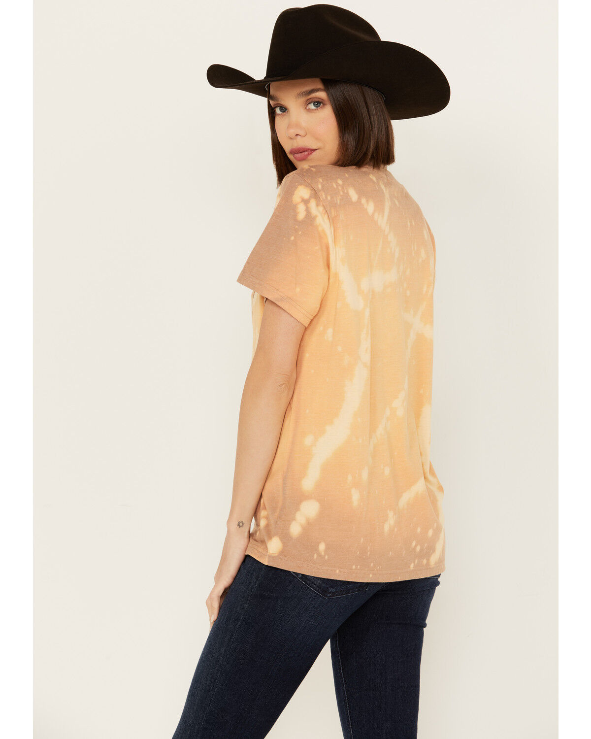 Image #4 - Youth in Revolt Women's Bleachwash Studded Cowboy Short Sleeve Graphic Tee, Brown, hi-res