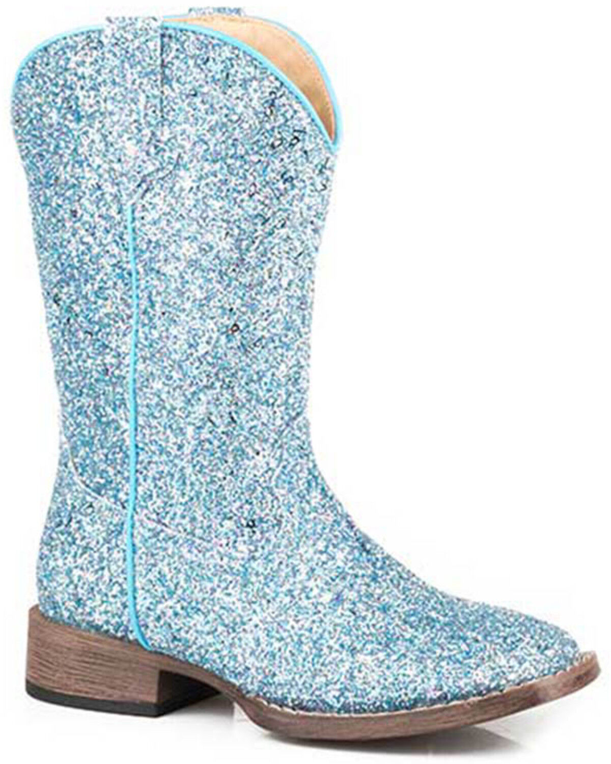Image #1 - Roper Little Girls' Glitter Galore Western Boots - Broad Square Toe, Blue, hi-res