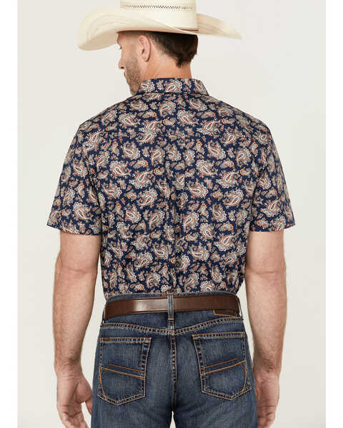 Image #4 - Cody James Men's Grand Finale Paisley Print Short Sleeve Button-Down Stretch Western Shirt , Navy, hi-res