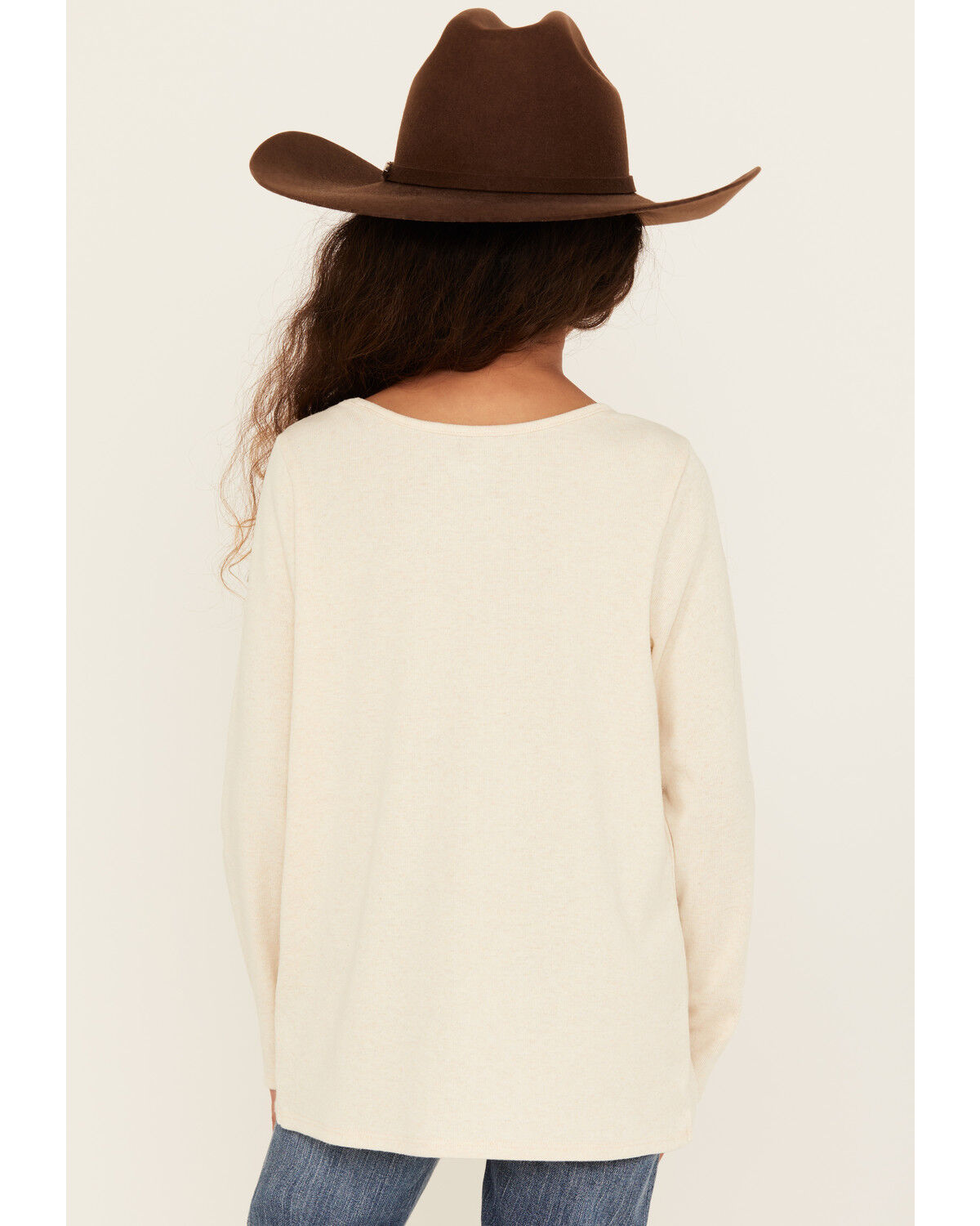 Image #4 - Wrangler Girls' Cowboy Long Sleeve Logo Tee, Cream, hi-res