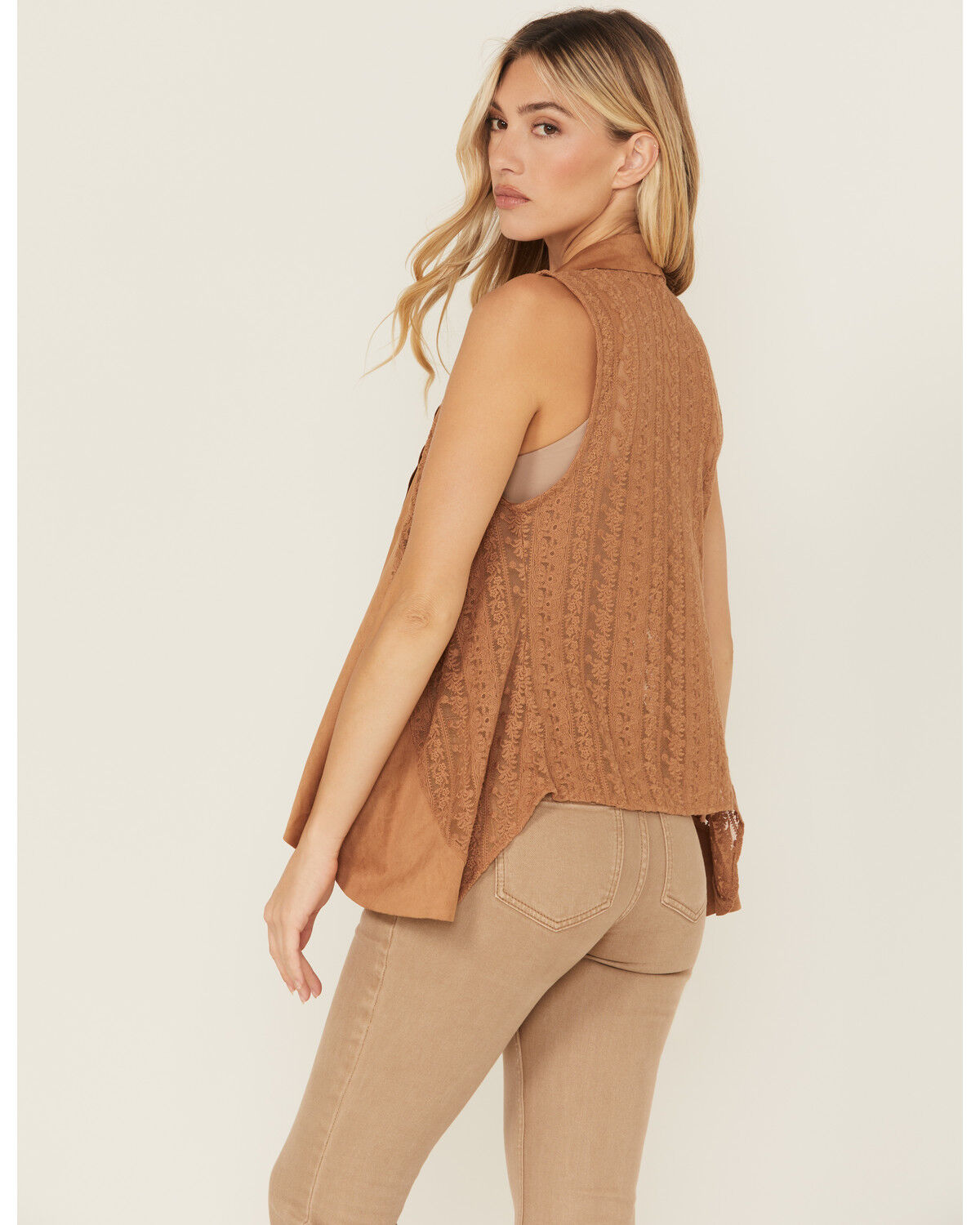 Image #4 - Shyanne Women's Cascade Lace Faux Suede Vest, Tan, hi-res