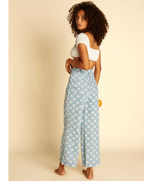Image #2 - Billabong x Wrangler Women's High Rise Perfect Pair Floral Print Straight Crop Pants, Blue, hi-res