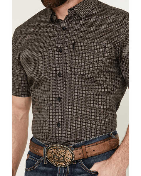 Image #3 - Ariat Men's Milo Geo Print Short Sleeve Button-Down Stretch Western Shirt , Black, hi-res